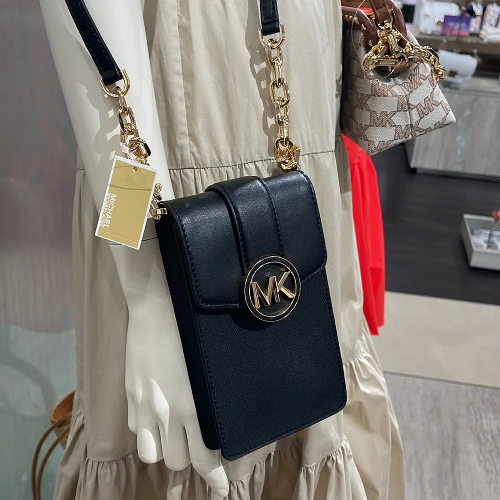 MICHAEL KORS CARMEN SMALL FAUX LEATHER PHONE CROSSBODY BAG - Picture 12 of 16